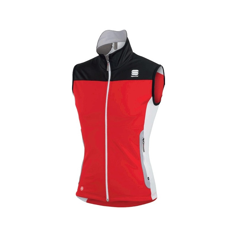 разминочная жилетка Sportful Squadra Corse 2 WS Vest красно-чёрная с белыми вставками разминочная жилетка Sportful Squadra Corse 2 WS Vest красно-чёрная с белыми вставками